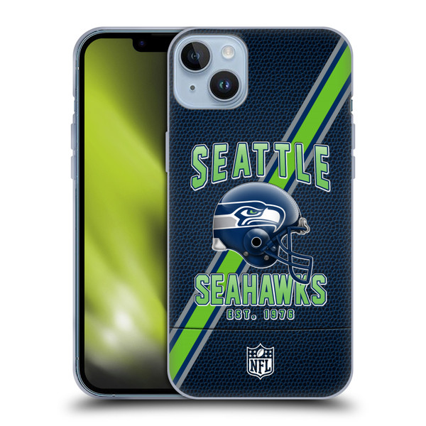 NFL Seattle Seahawks Logo Art Football Stripes Soft Gel Case for Apple iPhone 14 Plus