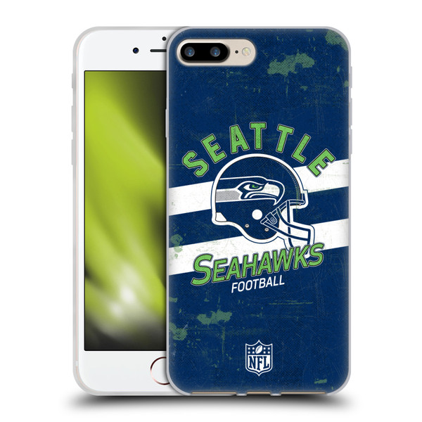 NFL Seattle Seahawks Logo Art Helmet Distressed Soft Gel Case for Apple iPhone 7 Plus / iPhone 8 Plus
