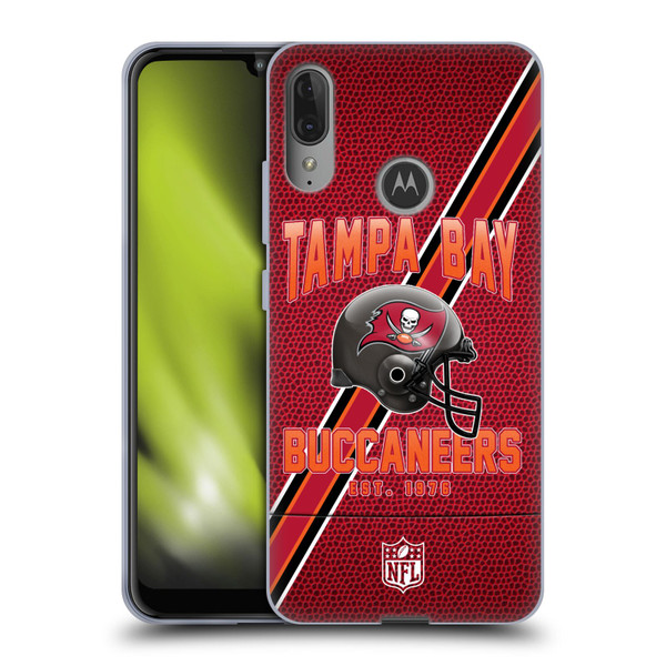 NFL Tampa Bay Buccaneers Logo Art Football Stripes Soft Gel Case for Motorola Moto E6 Plus