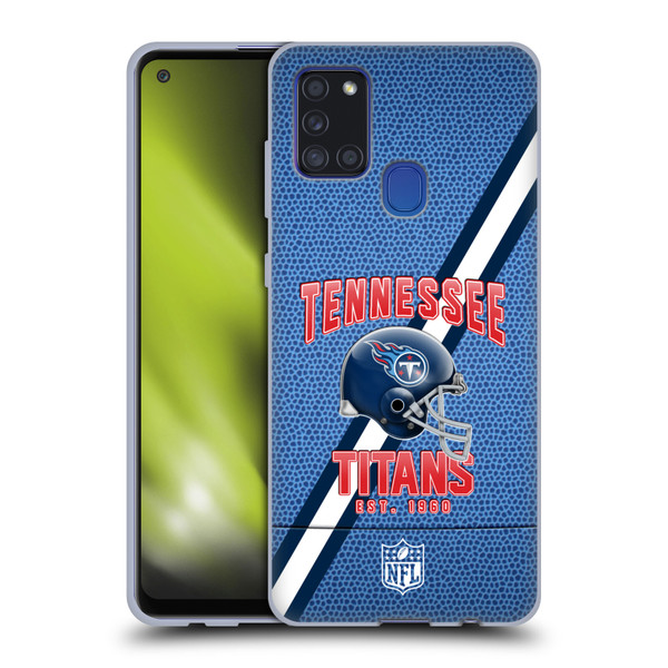 NFL Tennessee Titans Logo Art Football Stripes Soft Gel Case for Samsung Galaxy A21s (2020)