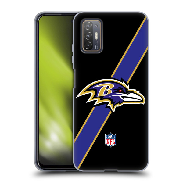 NFL Baltimore Ravens Logo Stripes Soft Gel Case for HTC Desire 21 Pro 5G