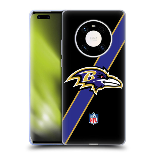 NFL Baltimore Ravens Logo Stripes Soft Gel Case for Huawei Mate 40 Pro 5G