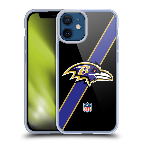 NFL Baltimore Ravens Logo Stripes Soft Gel Case for Apple iPhone 12 Mini