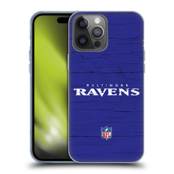 NFL Baltimore Ravens Logo Distressed Look Soft Gel Case for Apple iPhone 14 Pro Max
