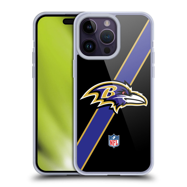 NFL Baltimore Ravens Logo Stripes Soft Gel Case for Apple iPhone 14 Pro Max