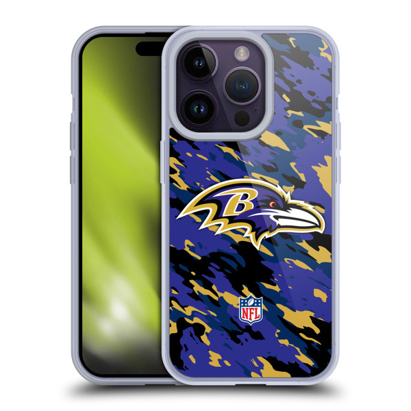NFL Baltimore Ravens Logo Camou Soft Gel Case for Apple iPhone 14 Pro