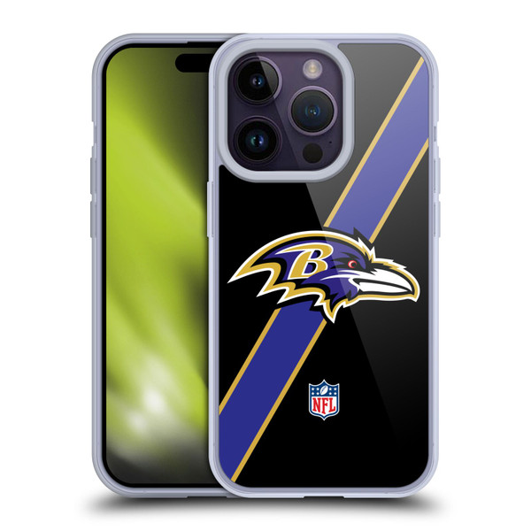 NFL Baltimore Ravens Logo Stripes Soft Gel Case for Apple iPhone 14 Pro
