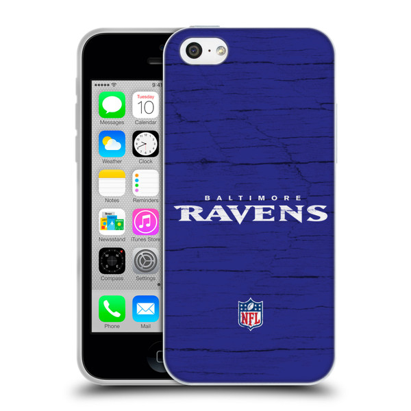 NFL Baltimore Ravens Logo Distressed Look Soft Gel Case for Apple iPhone 5c