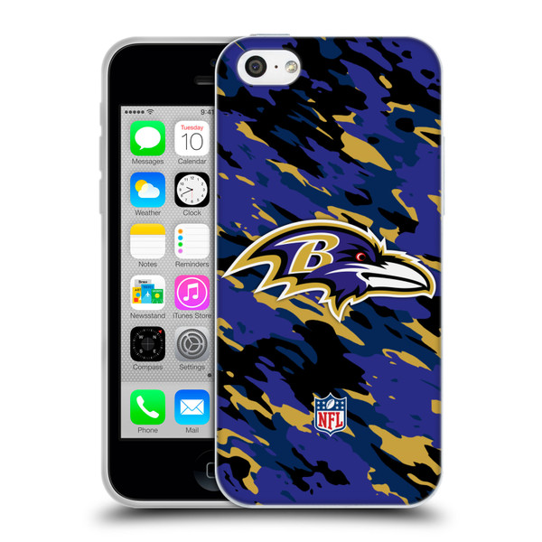 NFL Baltimore Ravens Logo Camou Soft Gel Case for Apple iPhone 5c