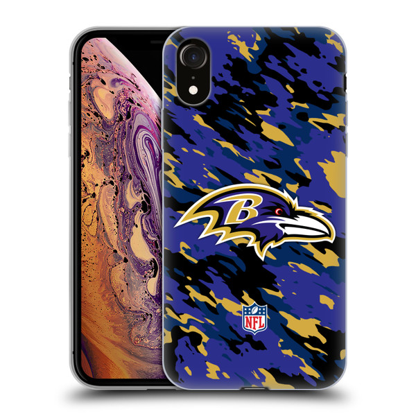 NFL Baltimore Ravens Logo Camou Soft Gel Case for Apple iPhone XR