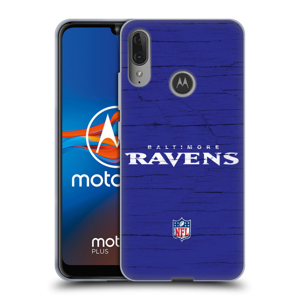 NFL Baltimore Ravens Logo Distressed Look Soft Gel Case for Motorola Moto E6 Plus