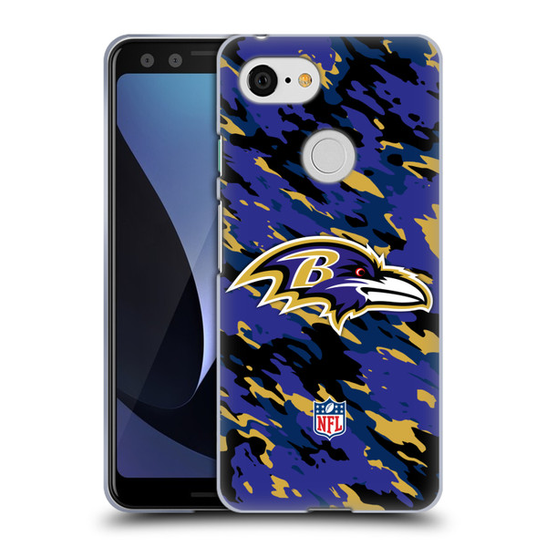 NFL Baltimore Ravens Logo Camou Soft Gel Case for Google Pixel 3