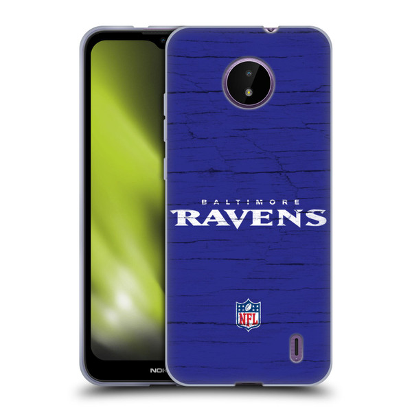 NFL Baltimore Ravens Logo Distressed Look Soft Gel Case for Nokia C10 / C20