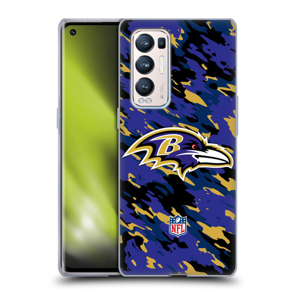 NFL Baltimore Ravens Logo Camou Soft Gel Case for OPPO Find X3 Neo / Reno5 Pro+ 5G