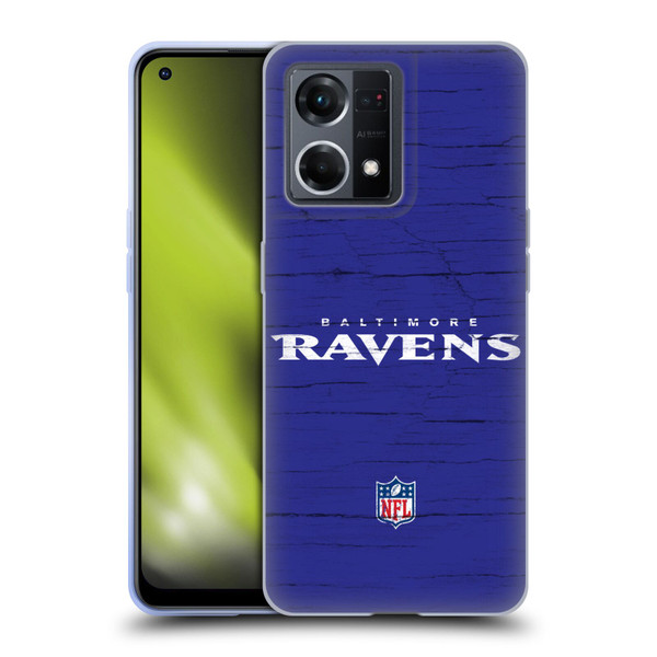 NFL Baltimore Ravens Logo Distressed Look Soft Gel Case for OPPO Reno8 4G