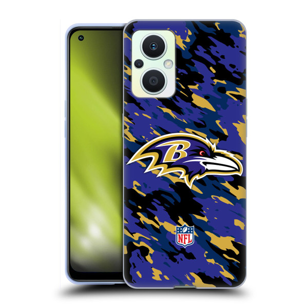 NFL Baltimore Ravens Logo Camou Soft Gel Case for OPPO Reno8 Lite