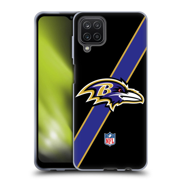 NFL Baltimore Ravens Logo Stripes Soft Gel Case for Samsung Galaxy A12 (2020)