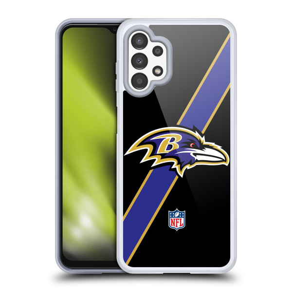NFL Baltimore Ravens Logo Stripes Soft Gel Case for Samsung Galaxy A13 (2022)