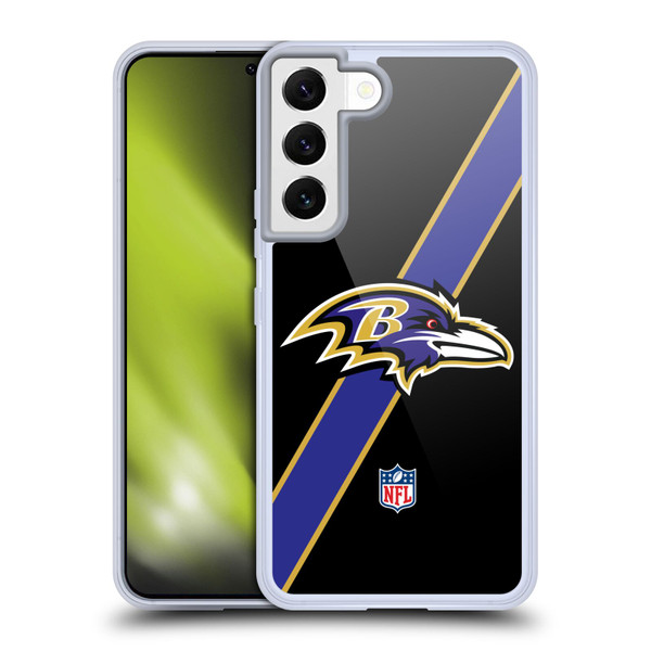 NFL Baltimore Ravens Logo Stripes Soft Gel Case for Samsung Galaxy S22 5G