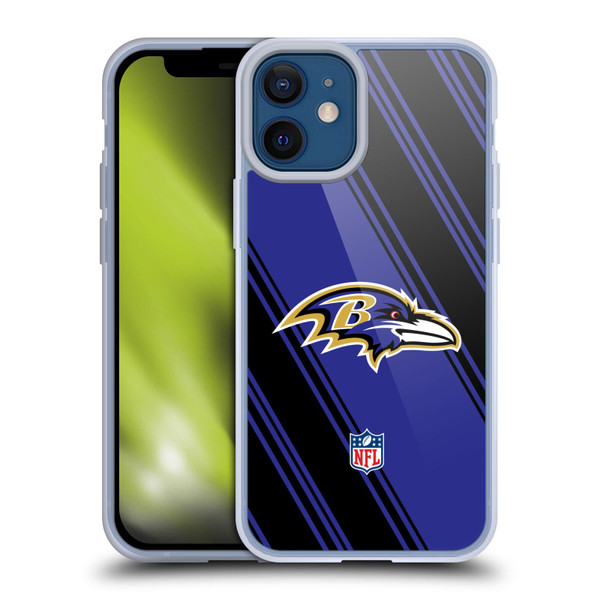 NFL Baltimore Ravens Artwork Stripes Soft Gel Case for Apple iPhone 12 Mini