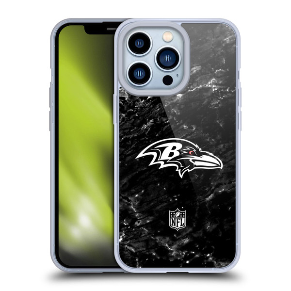 NFL Baltimore Ravens Artwork Marble Soft Gel Case for Apple iPhone 13 Pro