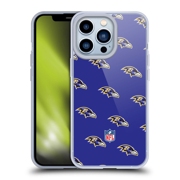 NFL Baltimore Ravens Artwork Patterns Soft Gel Case for Apple iPhone 13 Pro