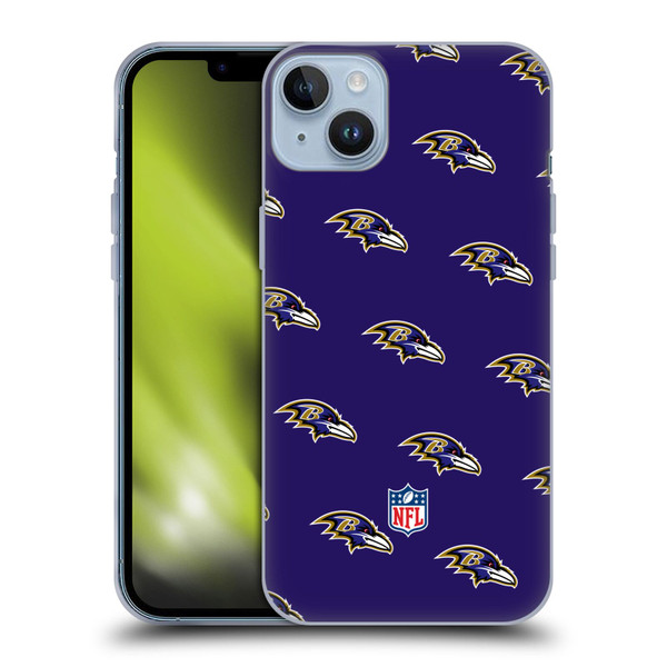 NFL Baltimore Ravens Artwork Patterns Soft Gel Case for Apple iPhone 14 Plus