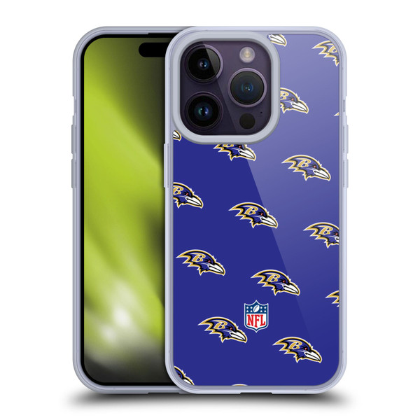 NFL Baltimore Ravens Artwork Patterns Soft Gel Case for Apple iPhone 14 Pro
