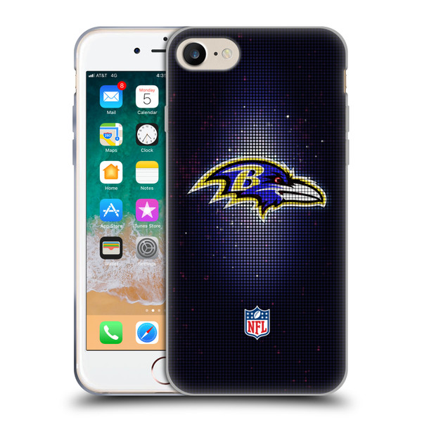 NFL Baltimore Ravens Artwork LED Soft Gel Case for Apple iPhone 7 / 8 / SE 2020 & 2022