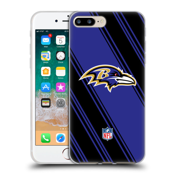 NFL Baltimore Ravens Artwork Stripes Soft Gel Case for Apple iPhone 7 Plus / iPhone 8 Plus
