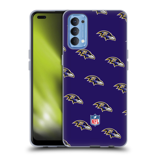 NFL Baltimore Ravens Artwork Patterns Soft Gel Case for OPPO Reno 4 5G