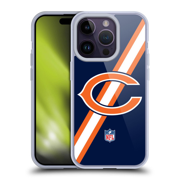 NFL Chicago Bears Logo Stripes Soft Gel Case for Apple iPhone 14 Pro