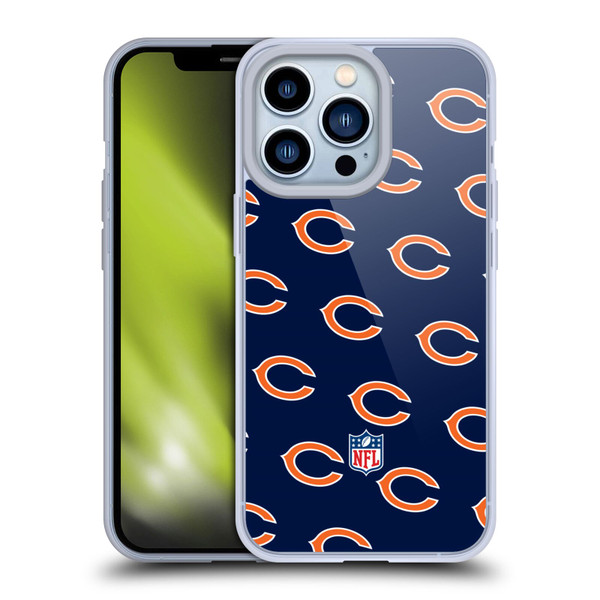 NFL Chicago Bears Artwork Patterns Soft Gel Case for Apple iPhone 13 Pro