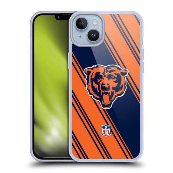 NFL Chicago Bears Artwork Stripes Soft Gel Case for Apple iPhone 14 Plus
