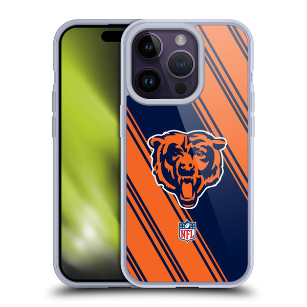 NFL Chicago Bears Artwork Stripes Soft Gel Case for Apple iPhone 14 Pro