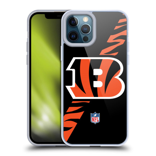 NFL Cincinnati Bengals Logo Stripes Soft Gel Case for Apple iPhone 12 Pro Max