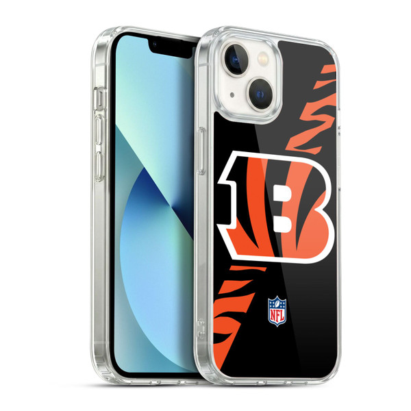 NFL Cincinnati Bengals Logo Stripes Soft Gel Case for Apple iPhone 13