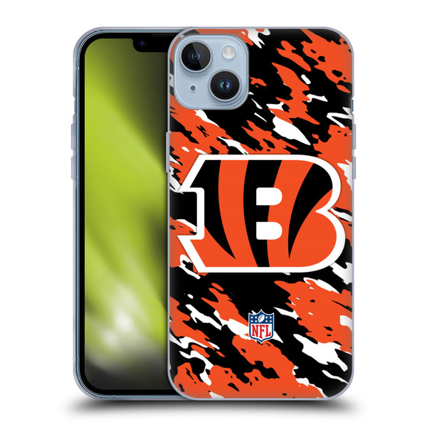 NFL Cincinnati Bengals Logo Camou Soft Gel Case for Apple iPhone 14 Plus