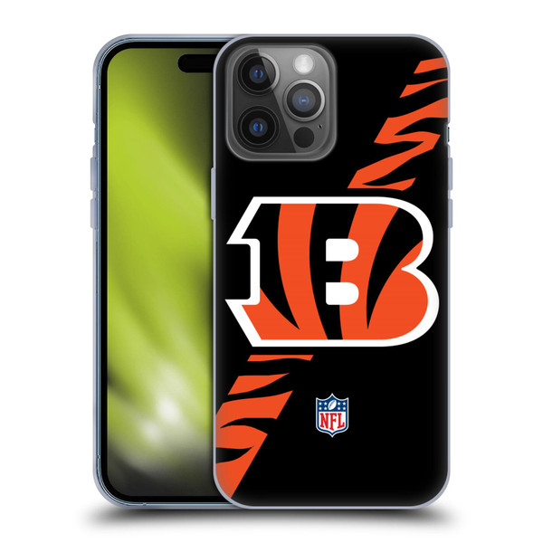 NFL Cincinnati Bengals Logo Stripes Soft Gel Case for Apple iPhone 14 Pro Max