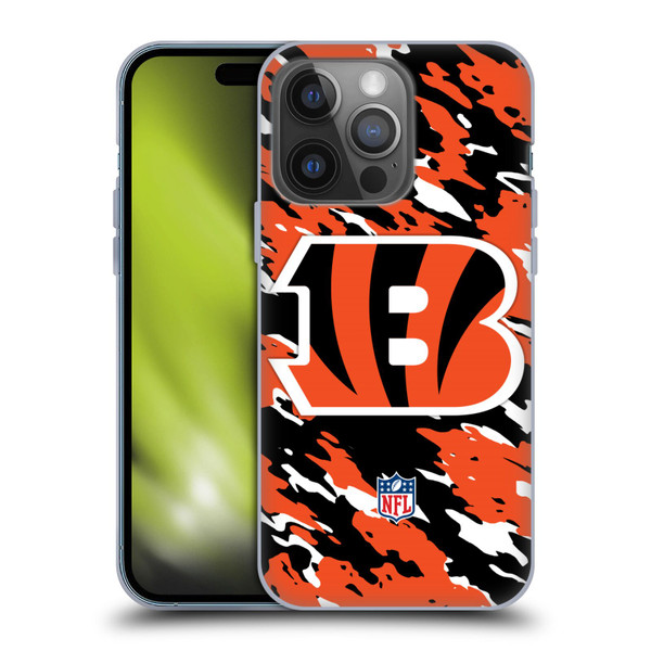 NFL Cincinnati Bengals Logo Camou Soft Gel Case for Apple iPhone 14 Pro