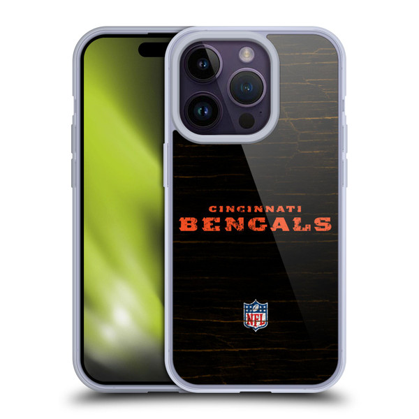 NFL Cincinnati Bengals Logo Distressed Look Soft Gel Case for Apple iPhone 14 Pro