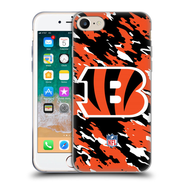 NFL Cincinnati Bengals Logo Camou Soft Gel Case for Apple iPhone 7 / 8 / SE 2020 & 2022