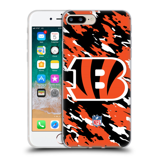 NFL Cincinnati Bengals Logo Camou Soft Gel Case for Apple iPhone 7 Plus / iPhone 8 Plus