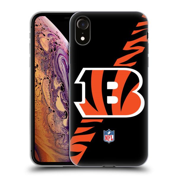 NFL Cincinnati Bengals Logo Stripes Soft Gel Case for Apple iPhone XR
