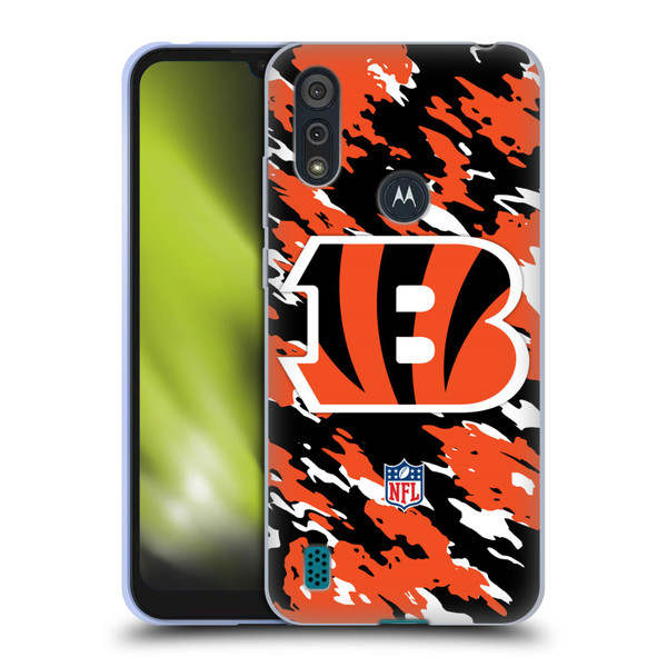 NFL Cincinnati Bengals Logo Camou Soft Gel Case for Motorola Moto E6s (2020)