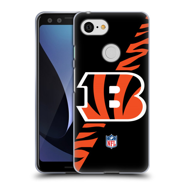 NFL Cincinnati Bengals Logo Stripes Soft Gel Case for Google Pixel 3