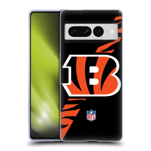 NFL Cincinnati Bengals Logo Stripes Soft Gel Case for Google Pixel 7 Pro