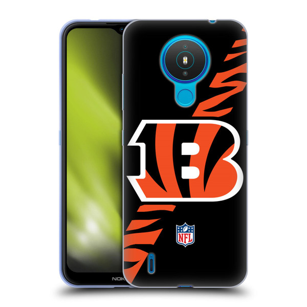 NFL Cincinnati Bengals Logo Stripes Soft Gel Case for Nokia 1.4