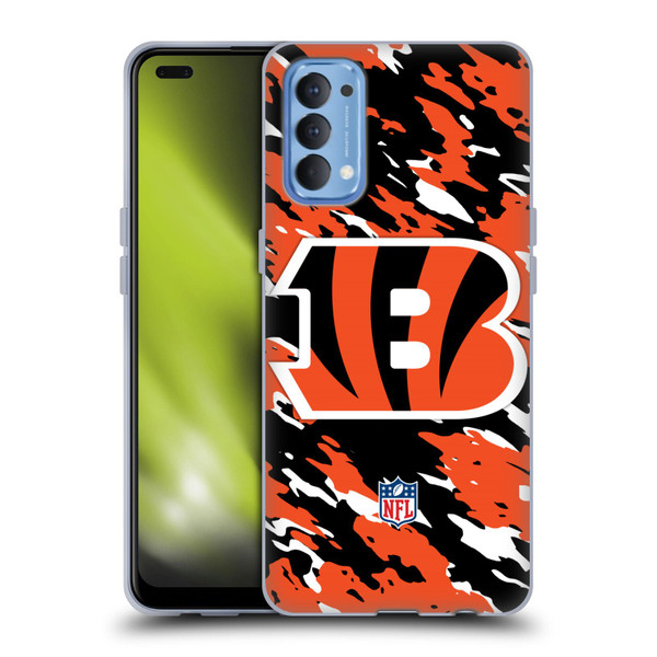 NFL Cincinnati Bengals Logo Camou Soft Gel Case for OPPO Reno 4 5G