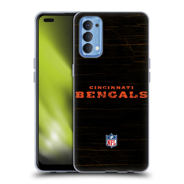 NFL Cincinnati Bengals Logo Distressed Look Soft Gel Case for OPPO Reno 4 5G